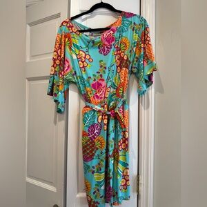 Trina Turk Pink and Orange Sundress with 3/4 Dolman Sleeves